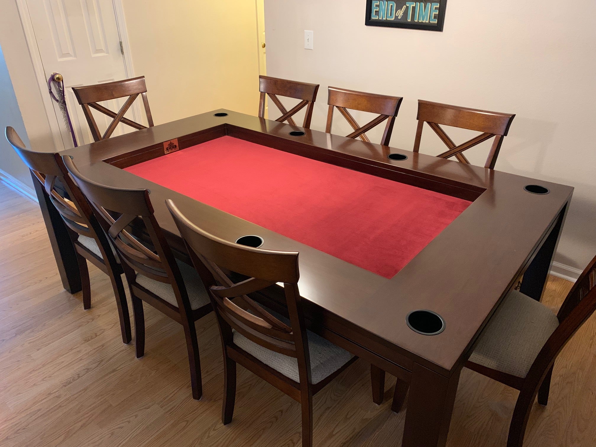 Banquet Table Cherry Finish Red Fabric - Carolina Game Tables