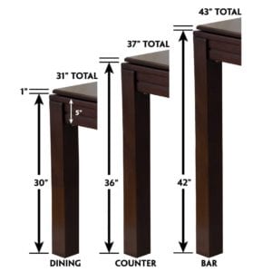 Table heights graphic