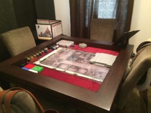 Kitchen Game Table in Sagamore Hill and Burgundy. Photo by Adam. 