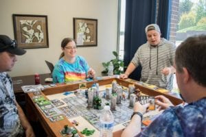 GKR Heavy Hitters on our Kitchen Game Table, counter height, in the Carolina Game Tables showroom in Hickory, NC. From International Tabletop Day 2018.