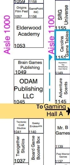 Origins 2018 Booth Directions