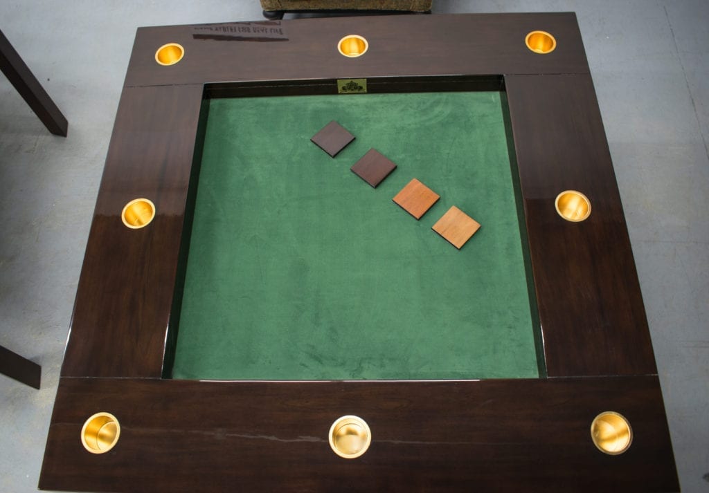Gaming Table with Gold Cupholders