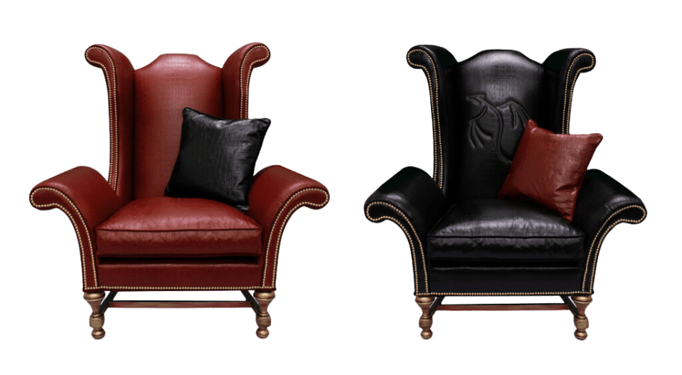 Experience true luxury in the Deluxe Dragon Chair, available in Black or Red leather, meticulously embossed with a dragon scale texture. Handcrafted from top grain semi-aniline dyed leather and built on an all hardwood frame.